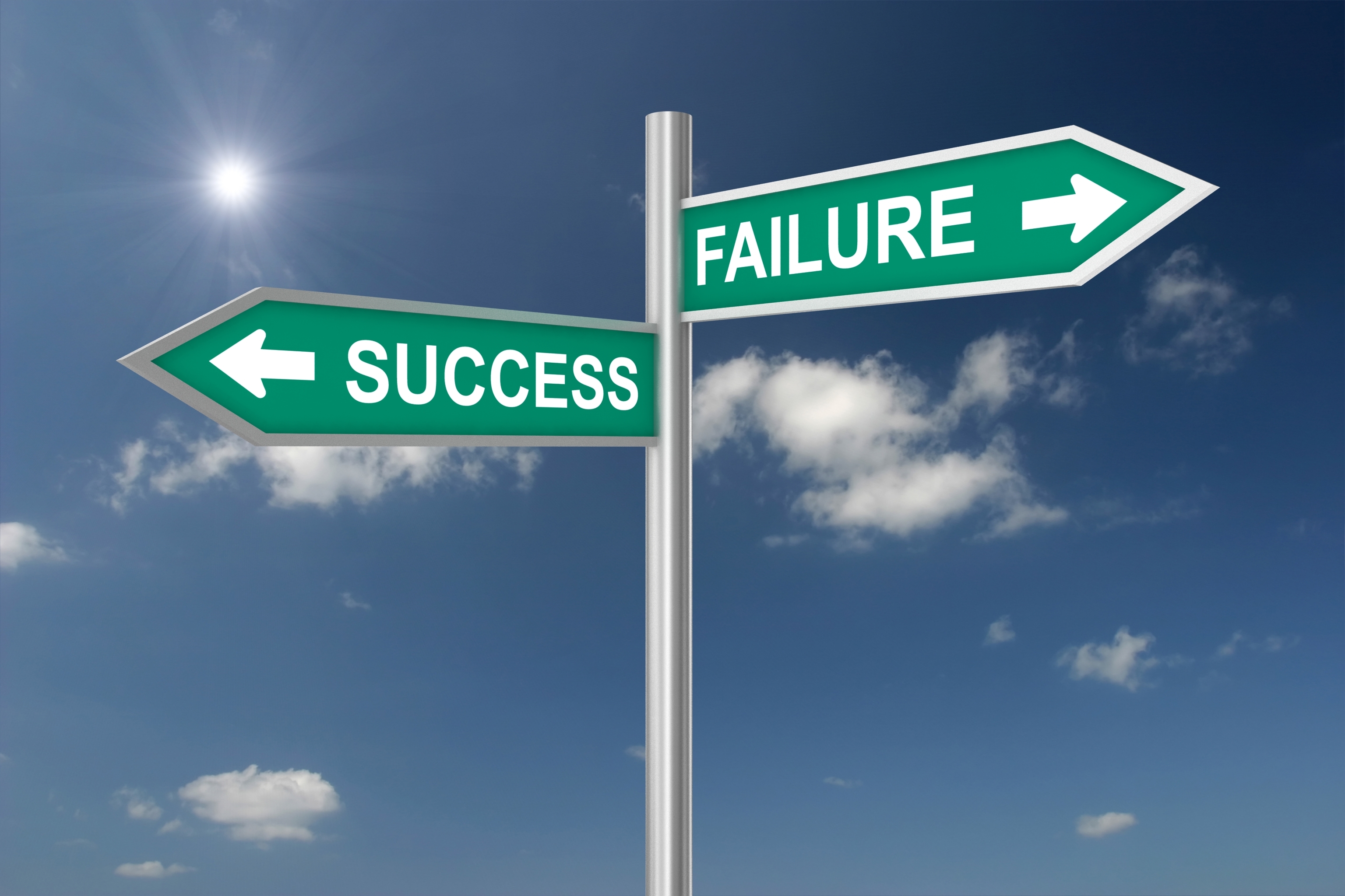 sign wth success and failure pointing in different directions