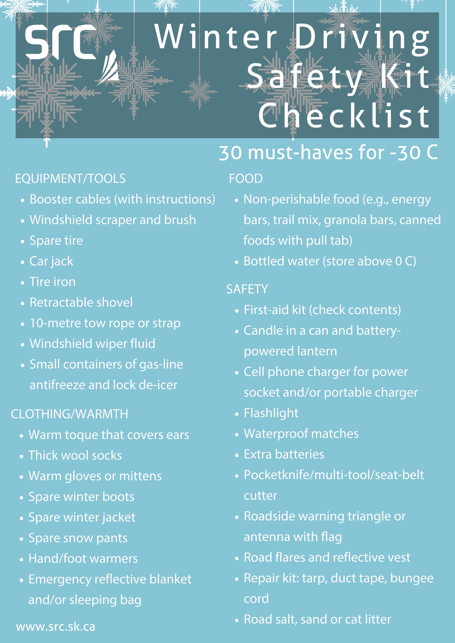 winter driving safety kit checklist