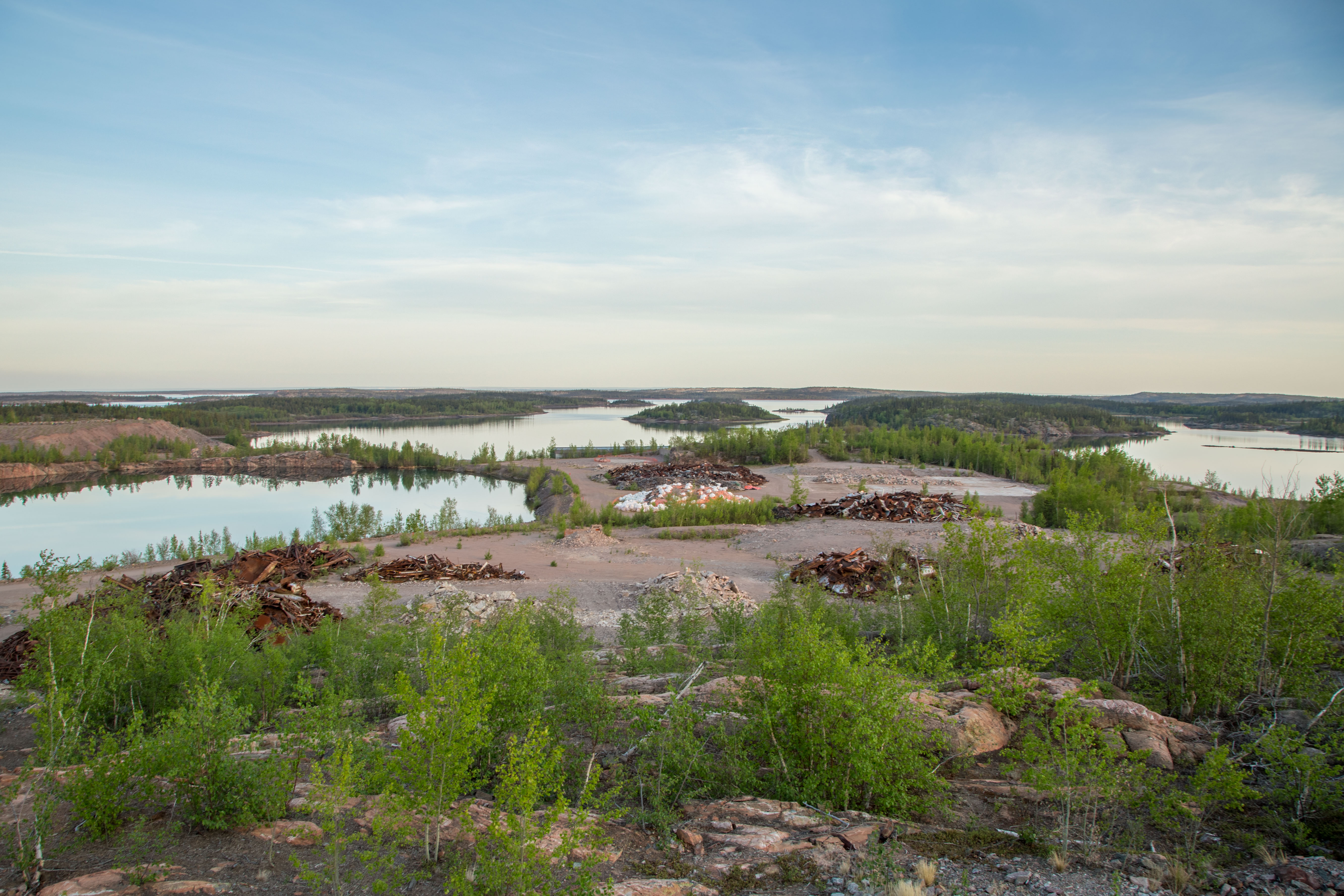 Abandoned mine site with debris