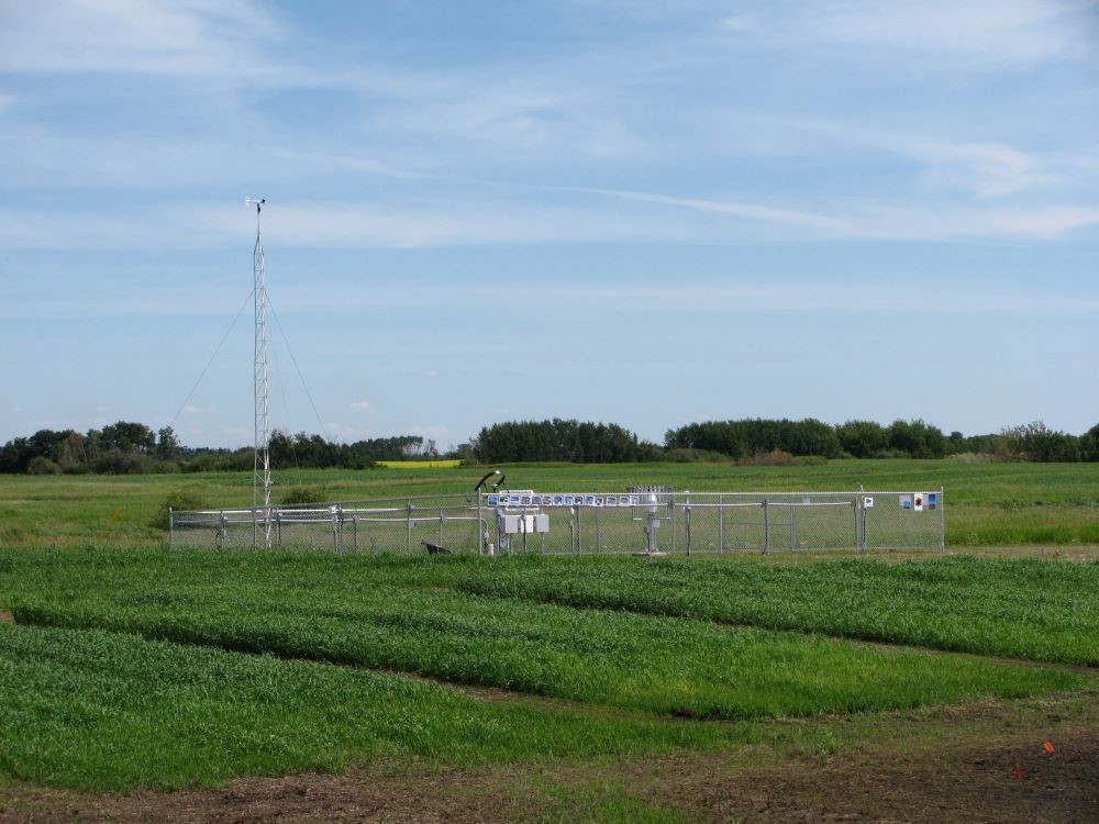 src climate station in green field