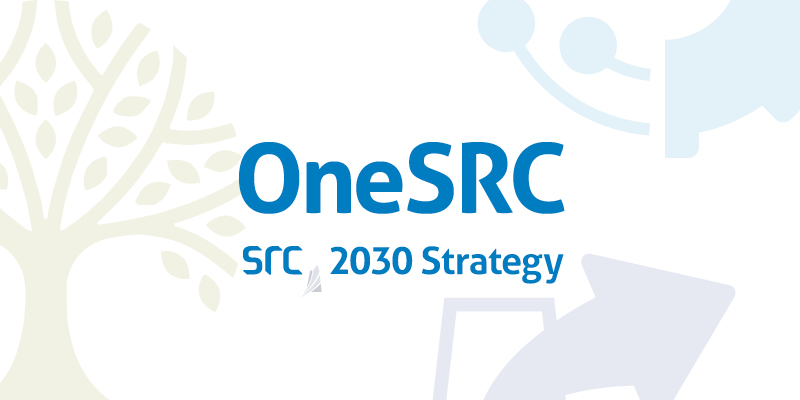 graphic with One SRC caption and stylized icons