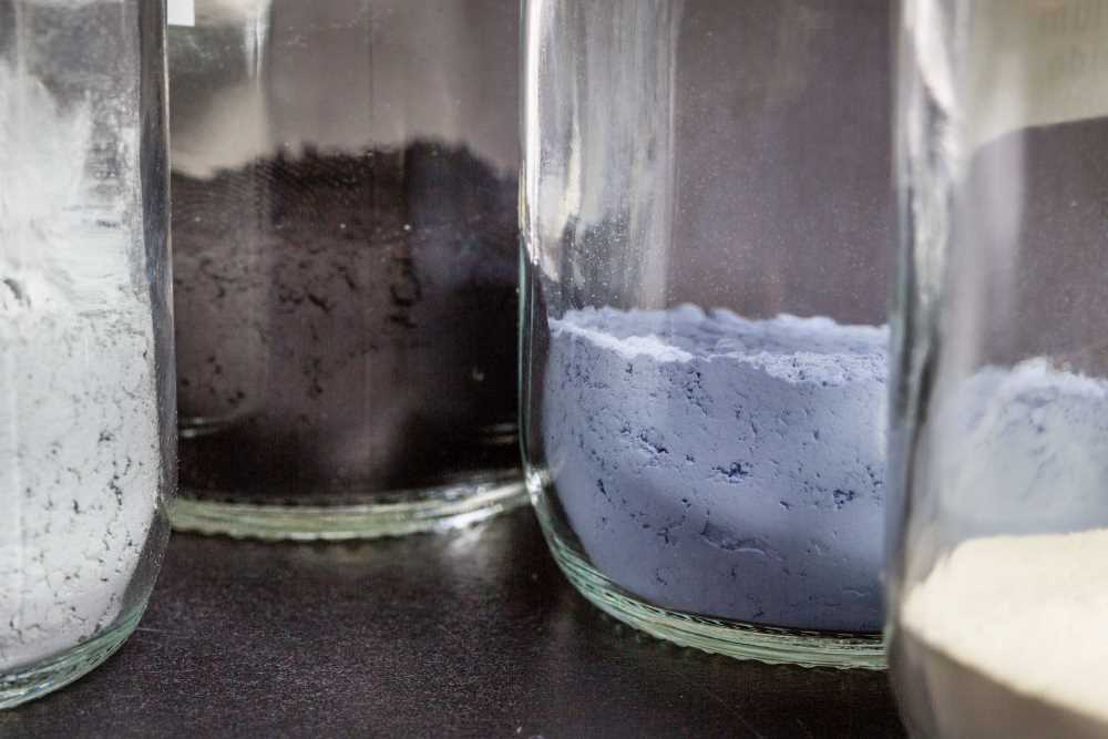 jars of rare earth samples at src ree processing facility