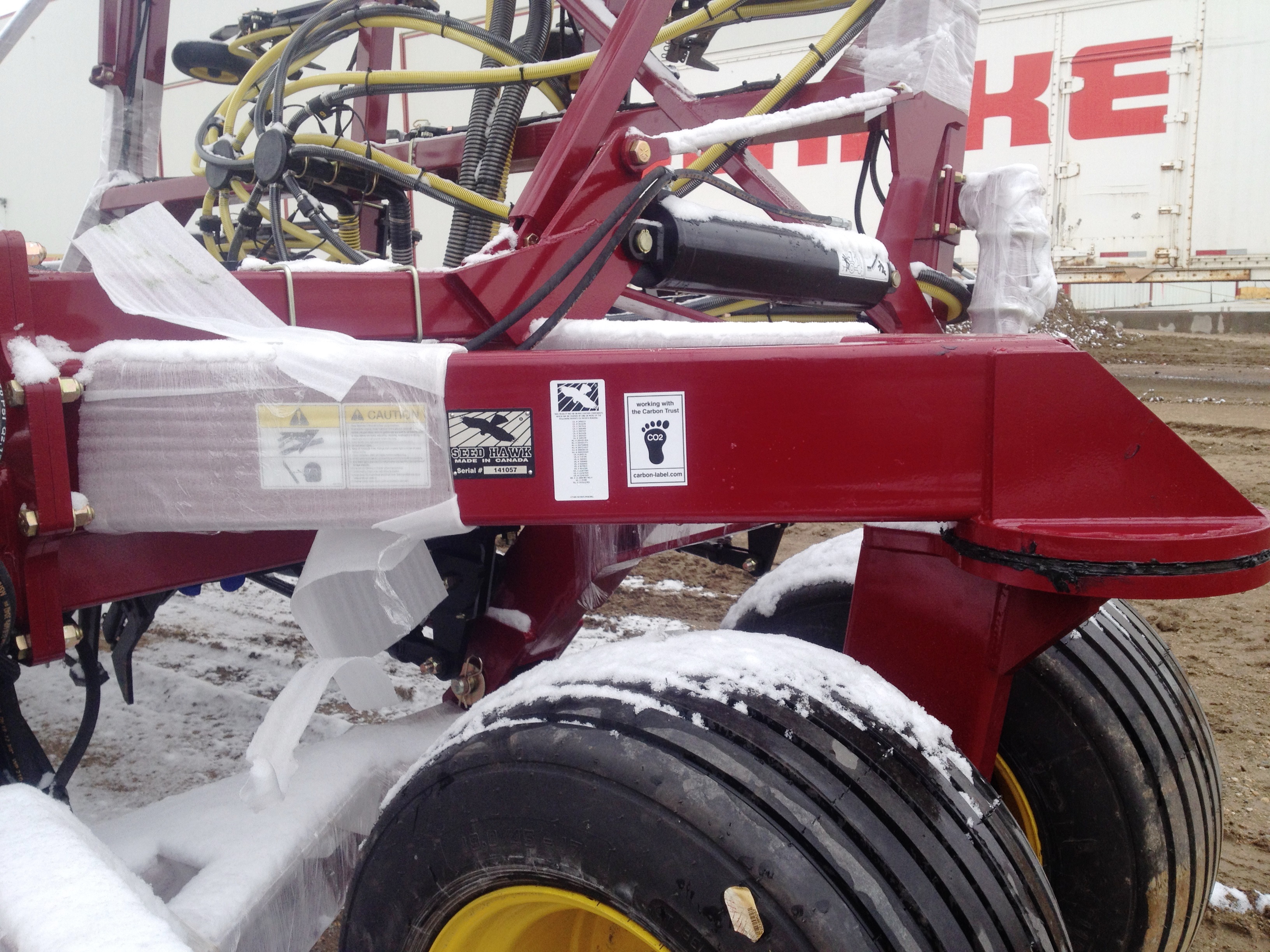 red ag equipment with eco label on it