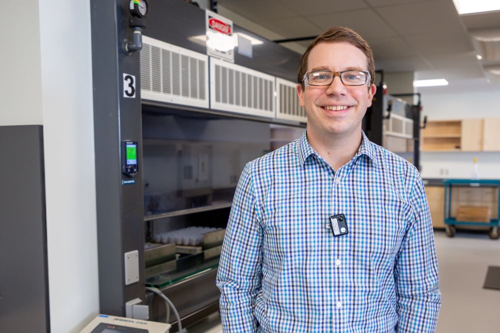 rob millar src standing in geoanalytical laboratories