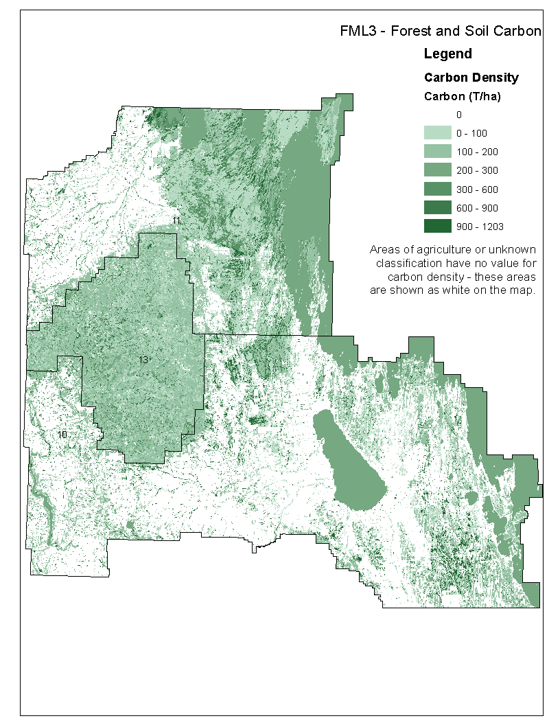 carbon density map for Manitoba
