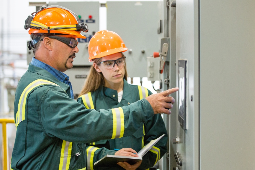 two engineers looking at system