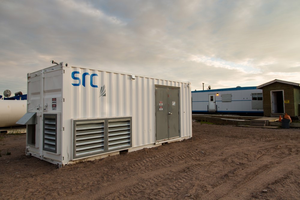 SRC's hybrid energy container at a remediation site in northern SK