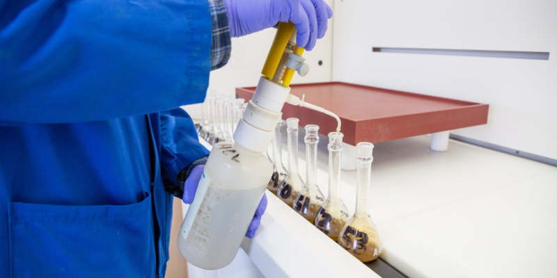 a lab employee performing a test