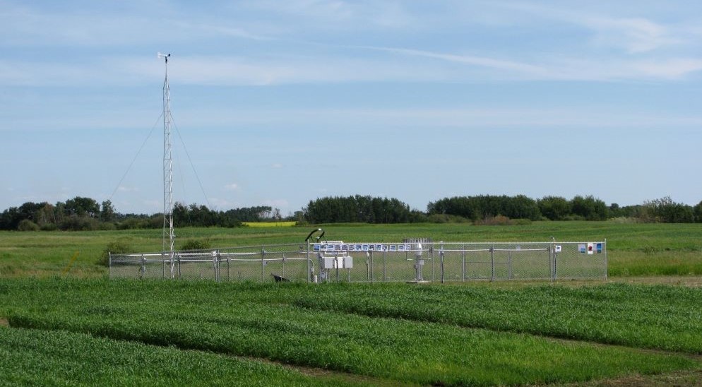src climate station in green field