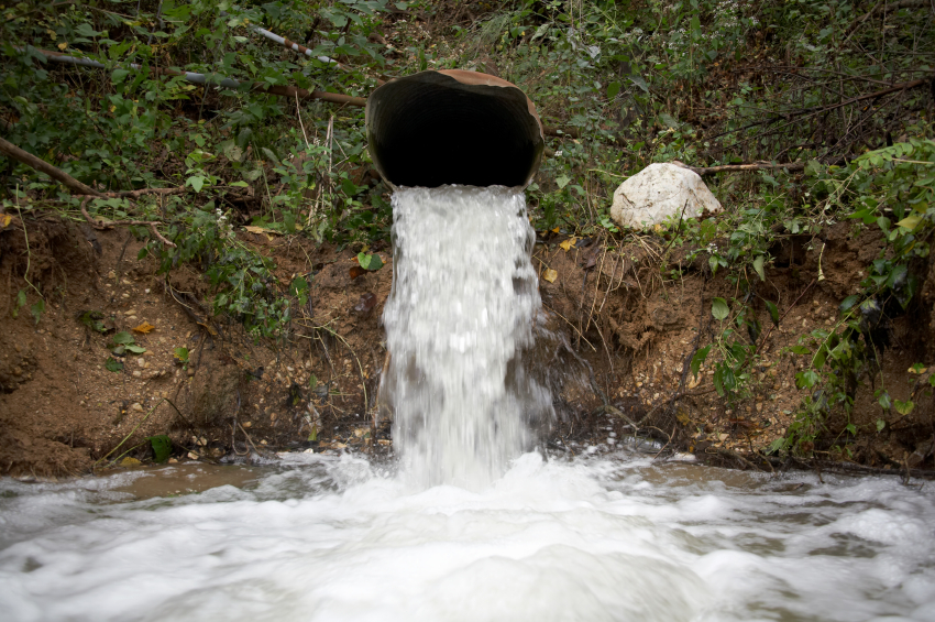 water coming from storm pipe