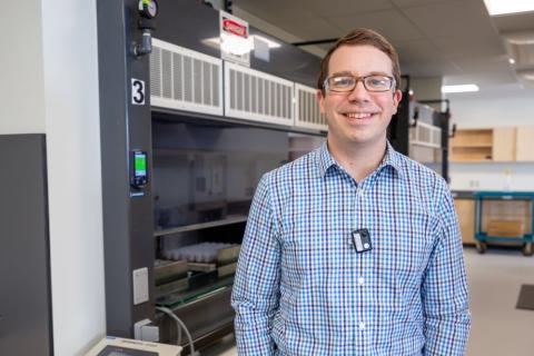 rob millar src standing in geoanalytical laboratories