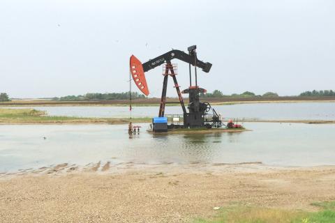 Oil Rig in water in Souris watershed