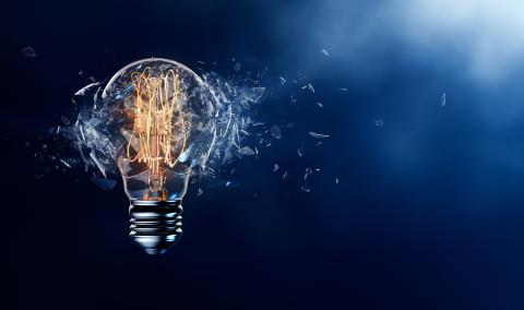 lightbulb exploding to symbolize disruptive innovation