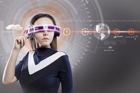 woman with smart glasses