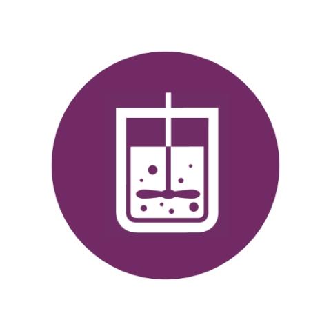 beaker with mixer on purple circle