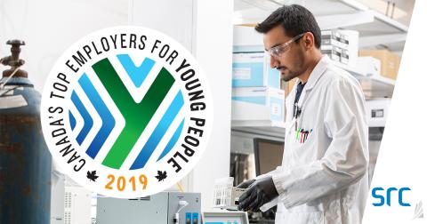 src is named among Canada's Top Employers for Young People young man working in lab