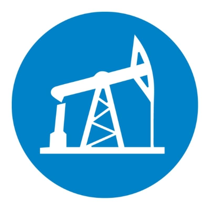 pumpjack inside blue circle