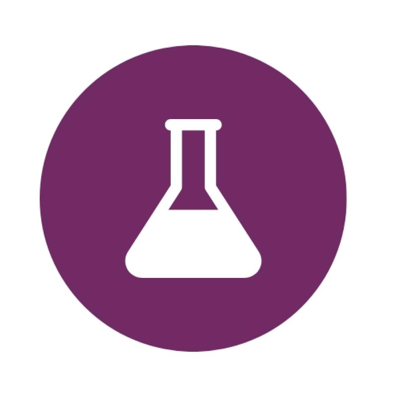 beaker icon in purple circle