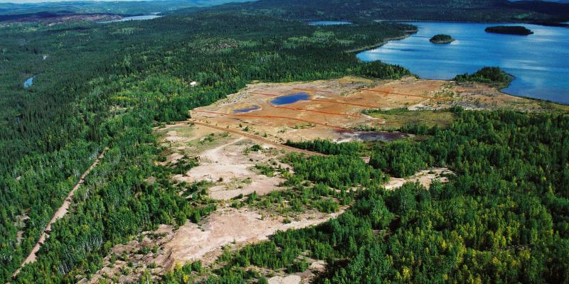 aerial view of abandoned mill site in 2008