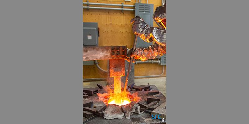 hot furnace with ladle at src metals smelting unit