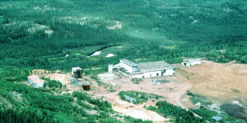 aerial photo of mill site in 1980s
