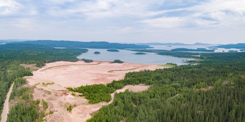 aerial view of a remediated mine site