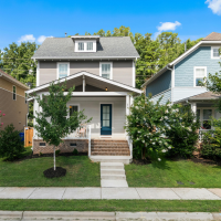 residential neighborhood in summer two story house focus