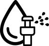 Water droplet with water sprayer on the right side