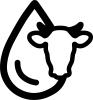 Water droplet with outline of cow head on the right side