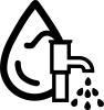 Water droplet with water pump to the right of it