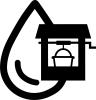 A droplet of water with a well next to it